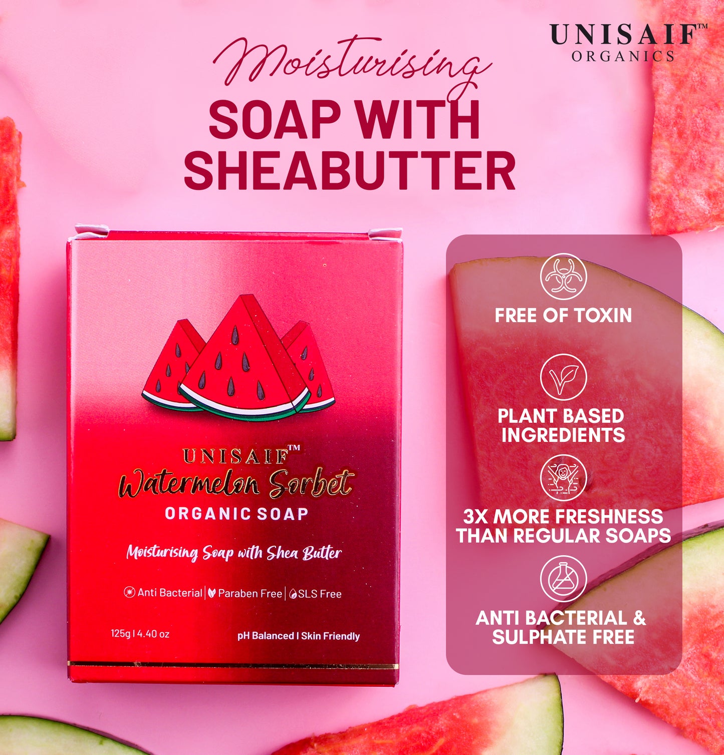 Watermelon Sorbet Organic Soap 125g