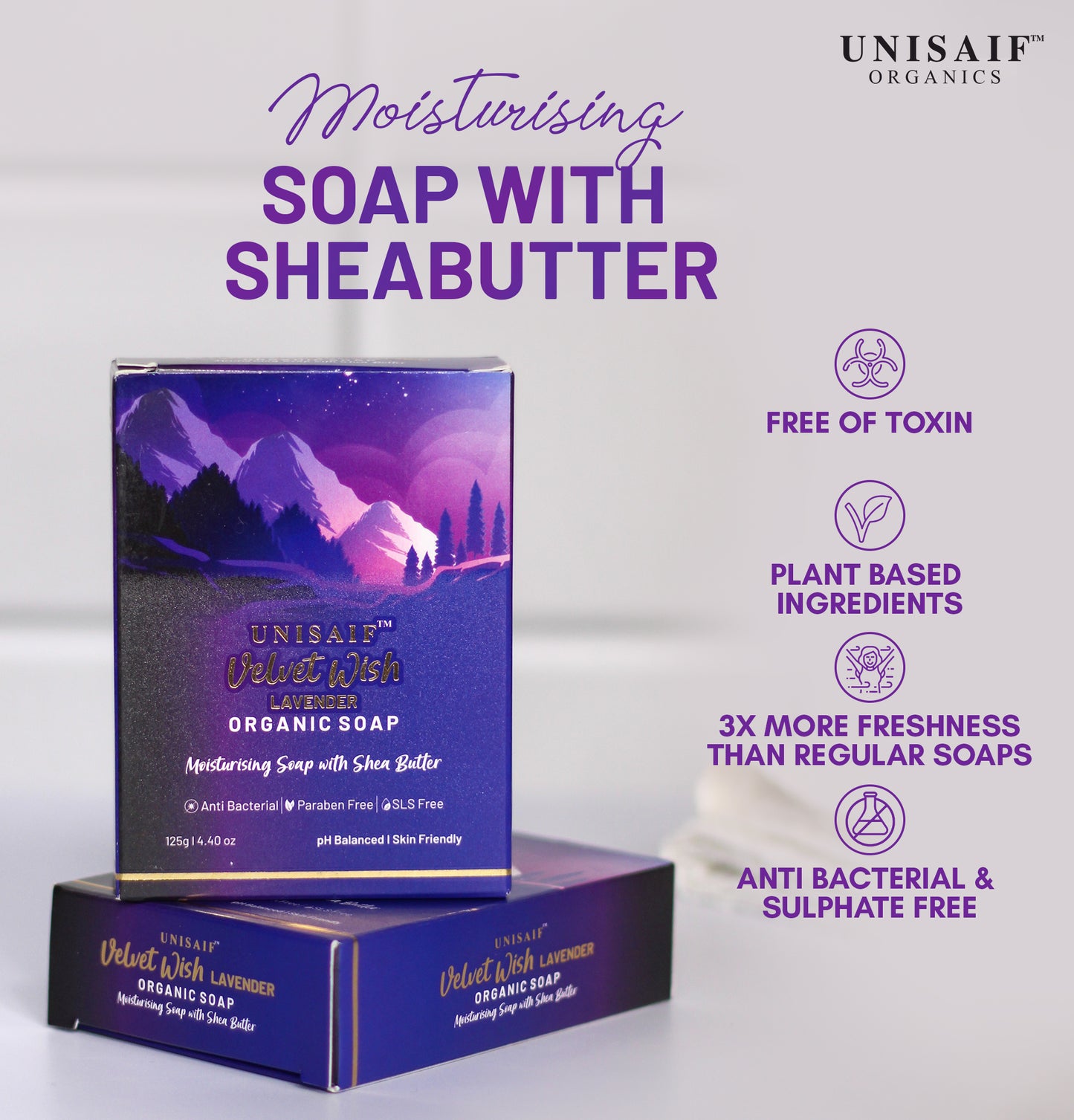 Velvet Wish Lavender Organic Soap 125g